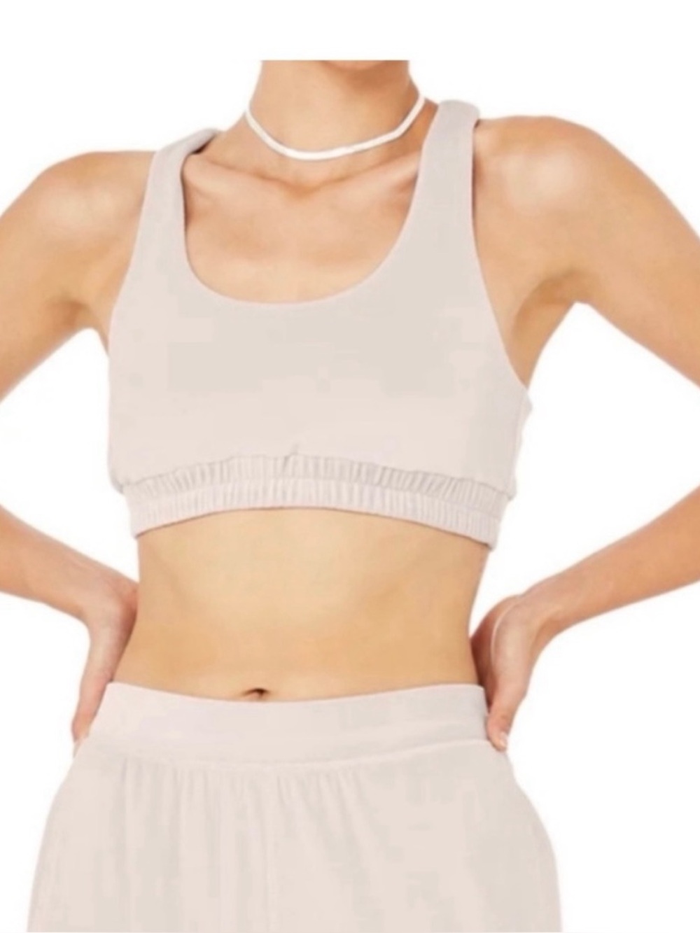 Alo velour glimmer racer back yoga sports bra. Size large. NWOT